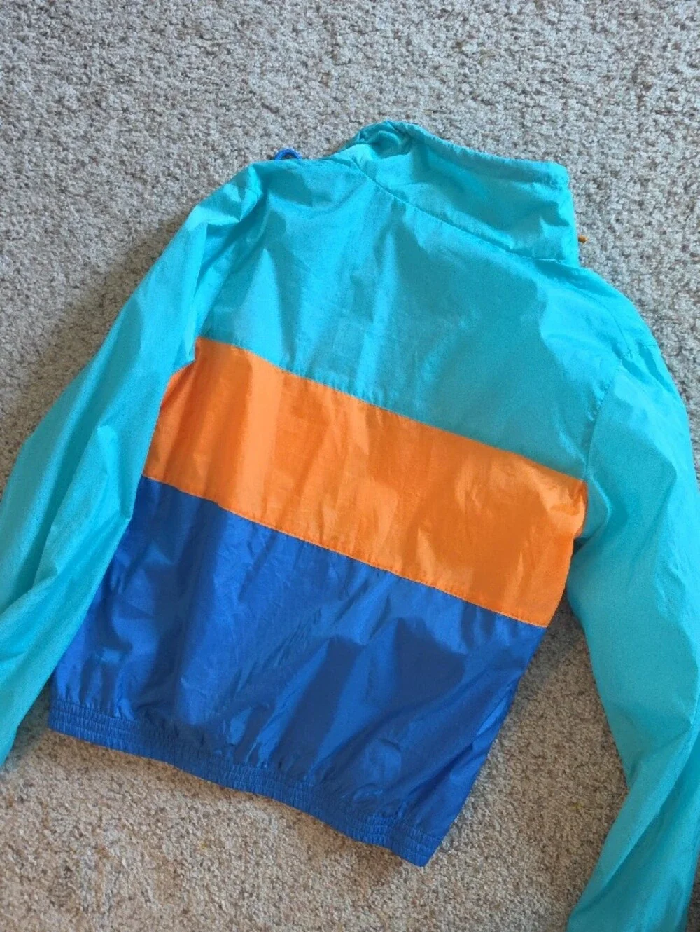 Womens Cotopaxi MEDIUM Colorblock Windbreaker Jacket - Turquoise/Orange/Blue